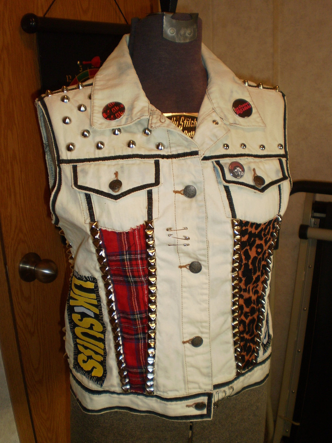 Custom White Punk Studded Vest