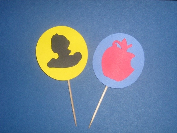 Download Items similar to Snow White silhouette cupcake toppers ...