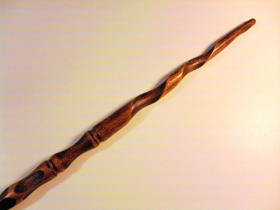 Hand carved spiraling solid cherry wizard wand by OrchardWorks