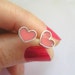 Silver Earrings - Pink Heart Stud Earrings - Sterling Silver and Resin - Valentine