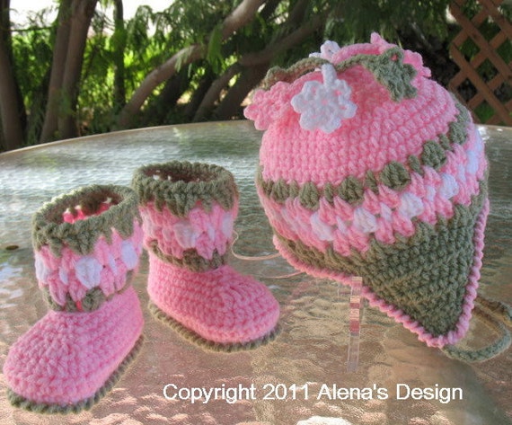 Crochet PATTERN Set - Crochet Hat Pattern - Crochet Booties Pattern