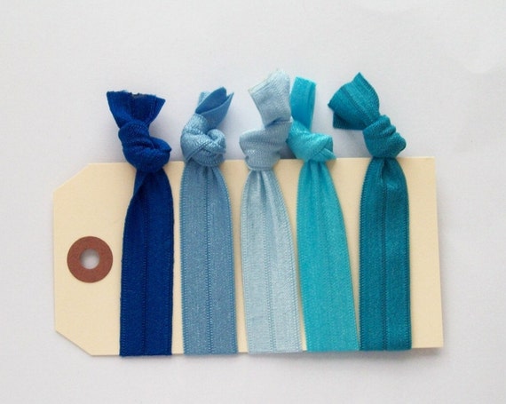 Blue Coiled Hair Tie - Elastic Hair Ties - wide 7