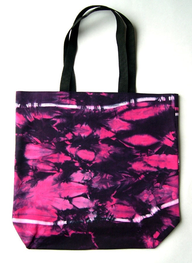 Hot Pink Black and White Tie Dye Cotton Tote Bag
