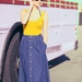 ON HOLD Southwestern Boho Hippie Denim Jean Highwaisted Pocket Cotton Midi Skirt - Jeanie