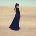 Black Formal Ultra Low Back Long Bell Sleeve Floorlength Cocktail Gown Dress - Eva