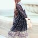 Black Printed Sheer Peasant Style Boho Hippie Summer Dress - Ms Sugar