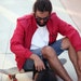Mens Red Members Only Bomber Jacket - Mem On