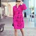 Hot Pink Fuscia Classy Mod Floral Long Sleeve Mini Dress - Tiffany in the Tropics