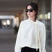 Ivory Sheer Neck Tie Long Sleeve Preppy Classy Peasant Blouse - Beatrice