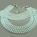 1950s BLUE GLASS SET Opaline Glass Clear Crystal & Rhinestones Necklace And Bracelet