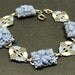 Vintage Art Deco 1930s Glass Flowers Enamel Chrome Plated Panel Link Bracelet