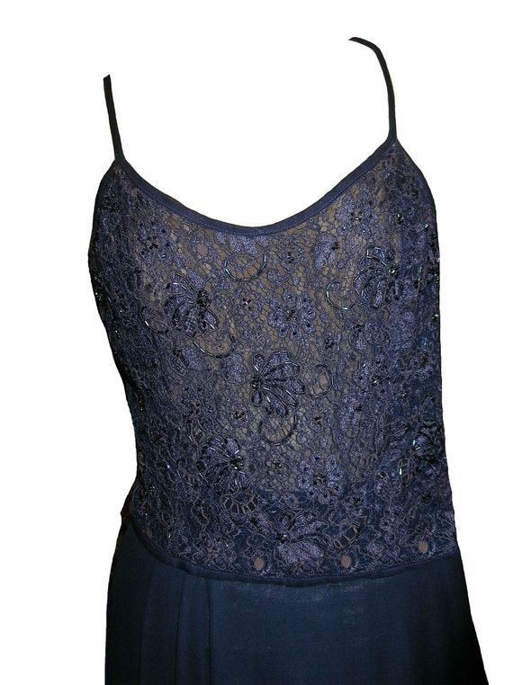 Navy blue beaded lace camisole by KevinClare on Etsy