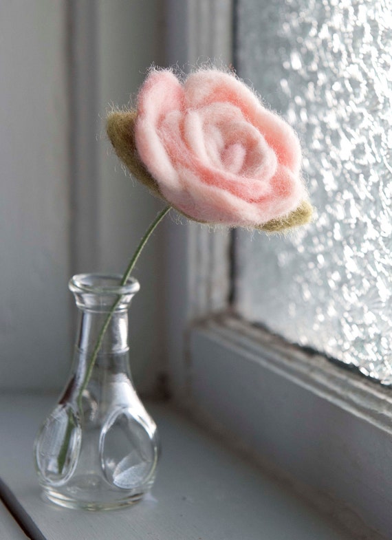 Needle Felted Pink Rose
