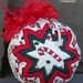 Quilted Ornament w/Charm - 3" - Candy Cane Fabric, Pewter Candy Cane Charm