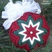 2.5-inch Quilted Ornament - Dark Red & Dark Green Fabric w/White Bow