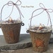 Prim Peat Pots with Grubby Candles & Rusty Tin Heart and Star - Set of 2