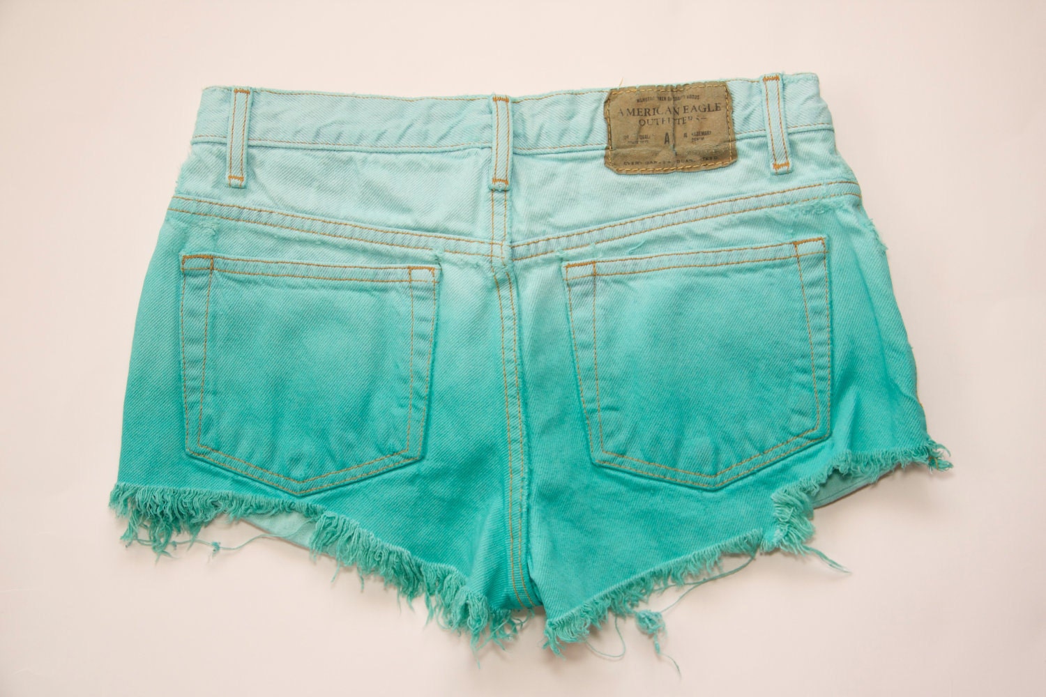 Ombre Dip Dyed Studded Denim Shorts