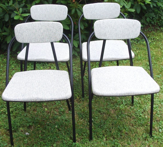 Set of 4 Hamilton Cosco Stylaire Folding Chairs Black Atomic