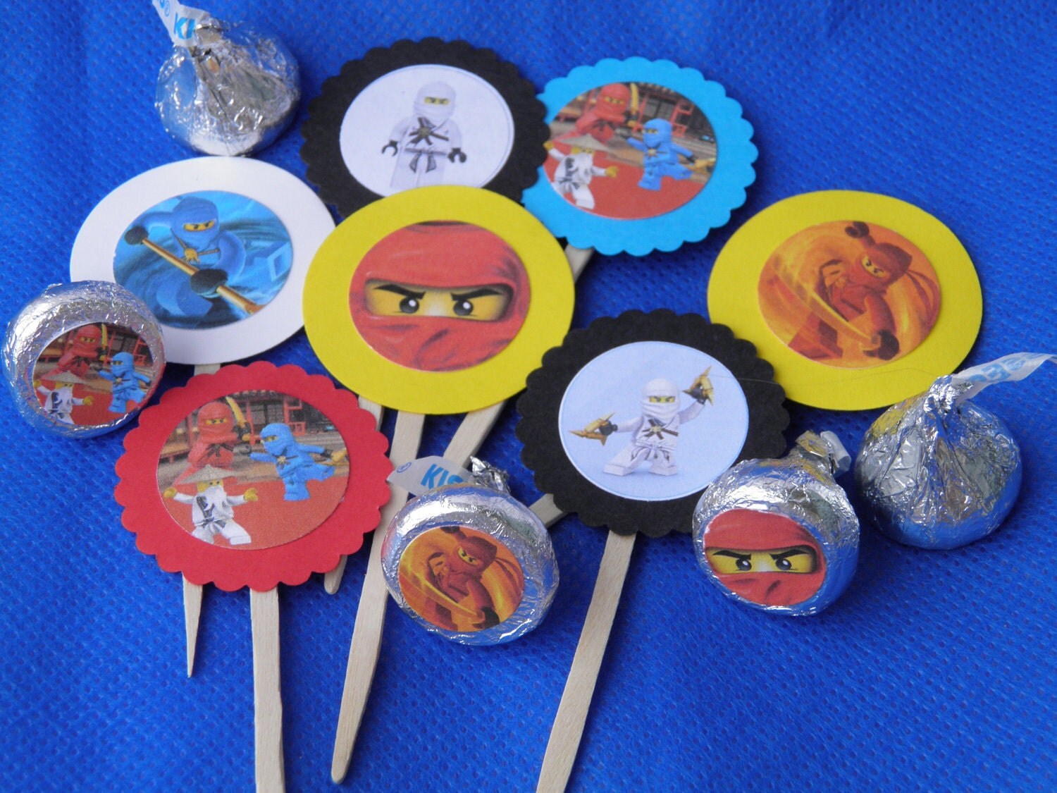 Lego Ninjago Birthday Party Favors and cupcake picks 25 no