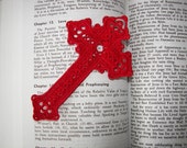 Large Bright Red Lace "Cross" Bookmark,. can be made to order Large Bright Red Lace "Cross" Bookmark,. can be made to order