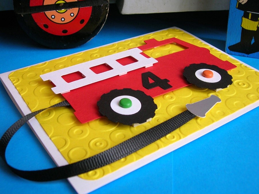 Fire Truck Birthday Invitation set of 8