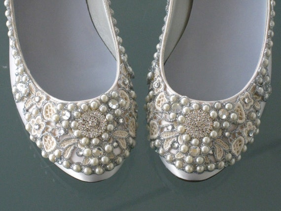 Dazzling Silver and Crystals Bridal Ballet Flats Wedding Shoes