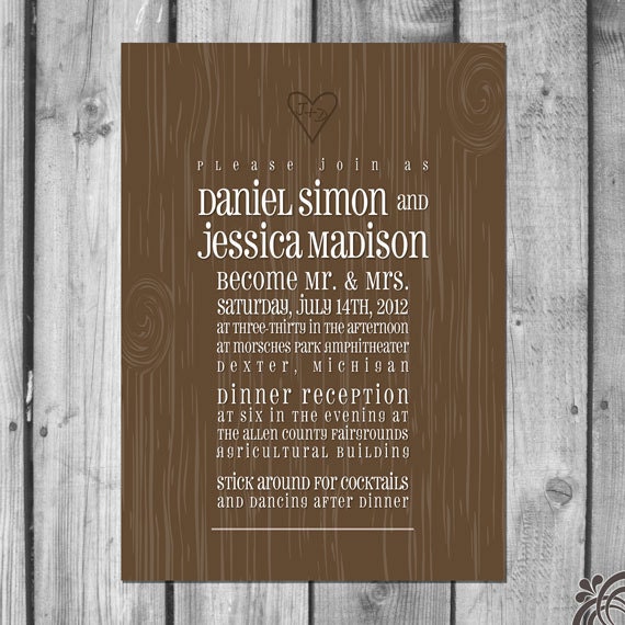 Wood Grain Wedding Invitations 2