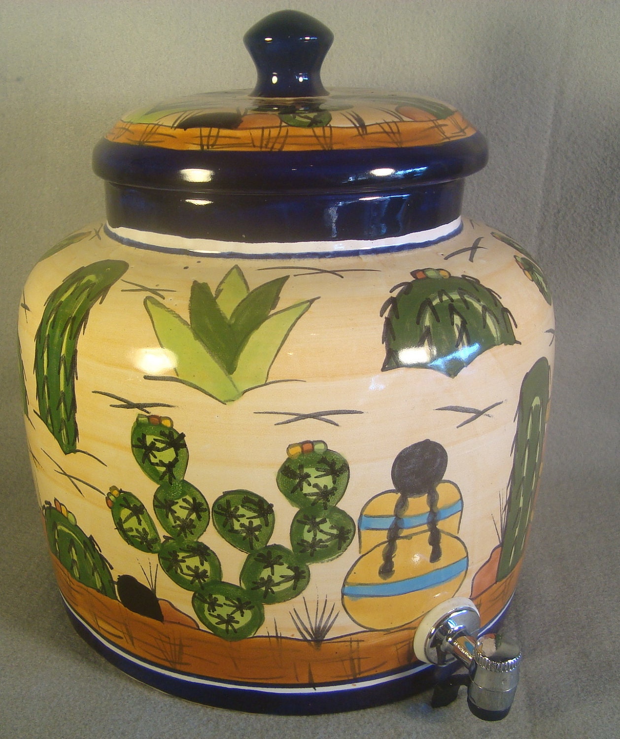 Awesome Vintage Ceramic Mexican Water Drink Dispenser Crock