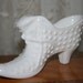 RESERVED for CHRISTINE- Vintage Fenton White Milk Glass Hob Nail Hobnail Shoe Boot Slipper Cat Kitten Kitty Face SCT