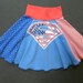 Supergirl upcycled recycled t-shirt girls circle Twirly Skirt from TWINKLE size 4 5 6