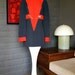 Vintage 60s MOD Twiggy Mini Go Go Scooter Dress Carnaby Street Style Red Gray Chain Belt Detail Chevron V Front LARGE