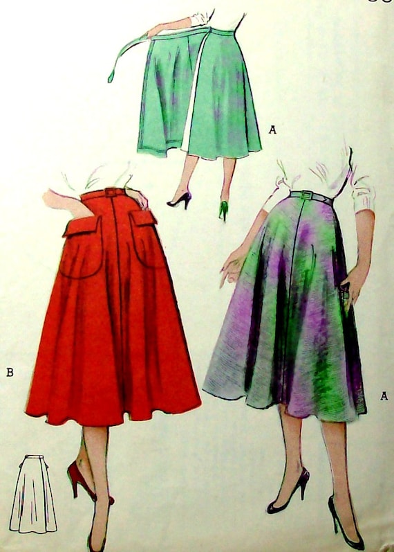Vintage Sewing Pattern 50s Wrap Skirt Butterick by SoCraftySupply