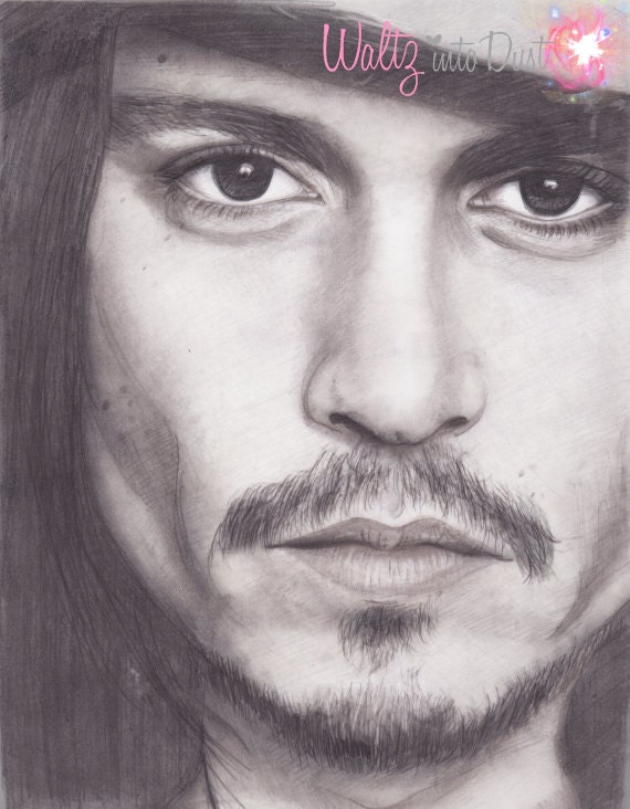 Black and White Portrait Johnny Depp PRINT by waltzintodust