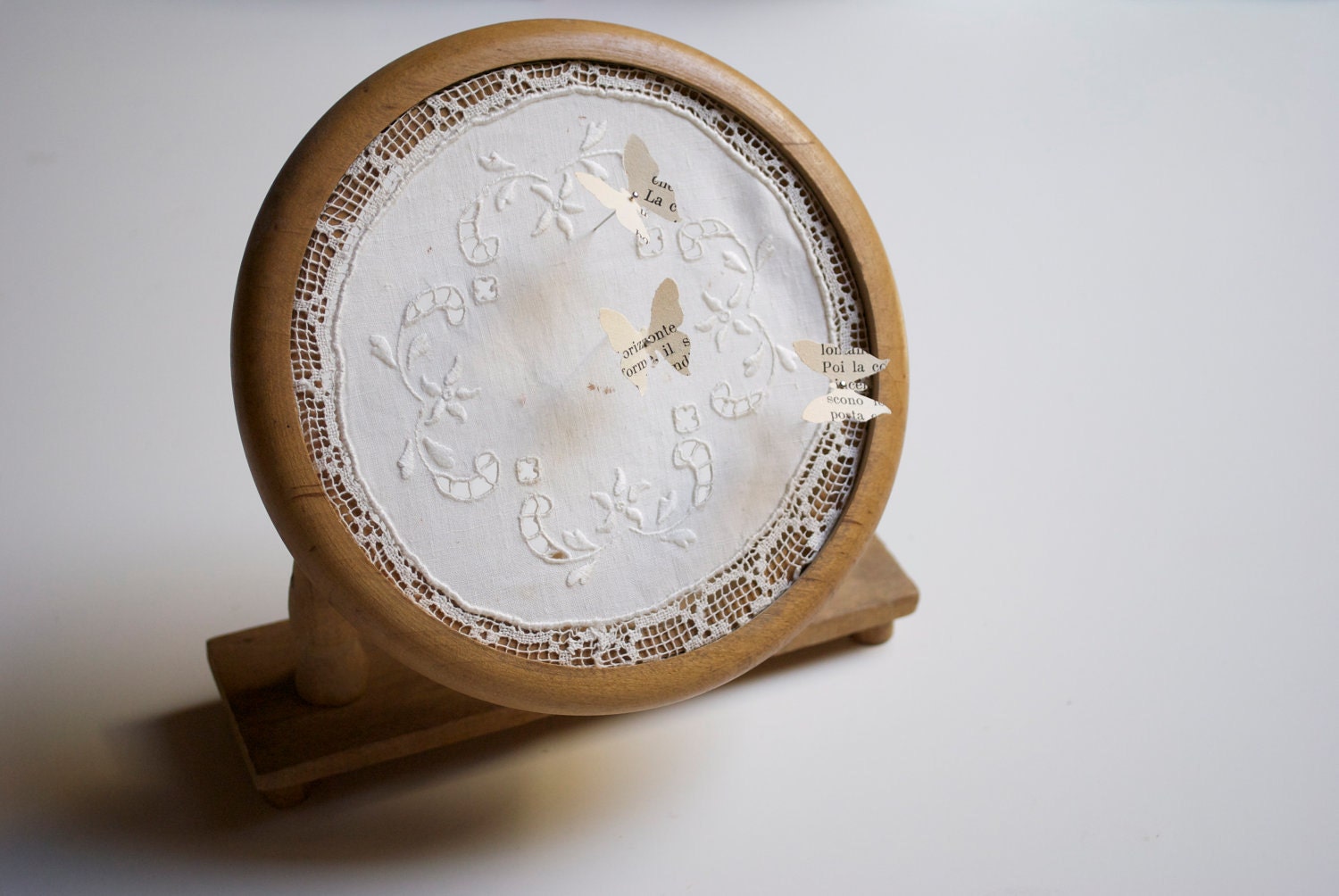 Vintage embroidery hoop stand embroidery display by petitbonheur