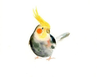 COCKATIEL 10x8inch print-Art Print-Bird Watercolor Print-Giclee Print-