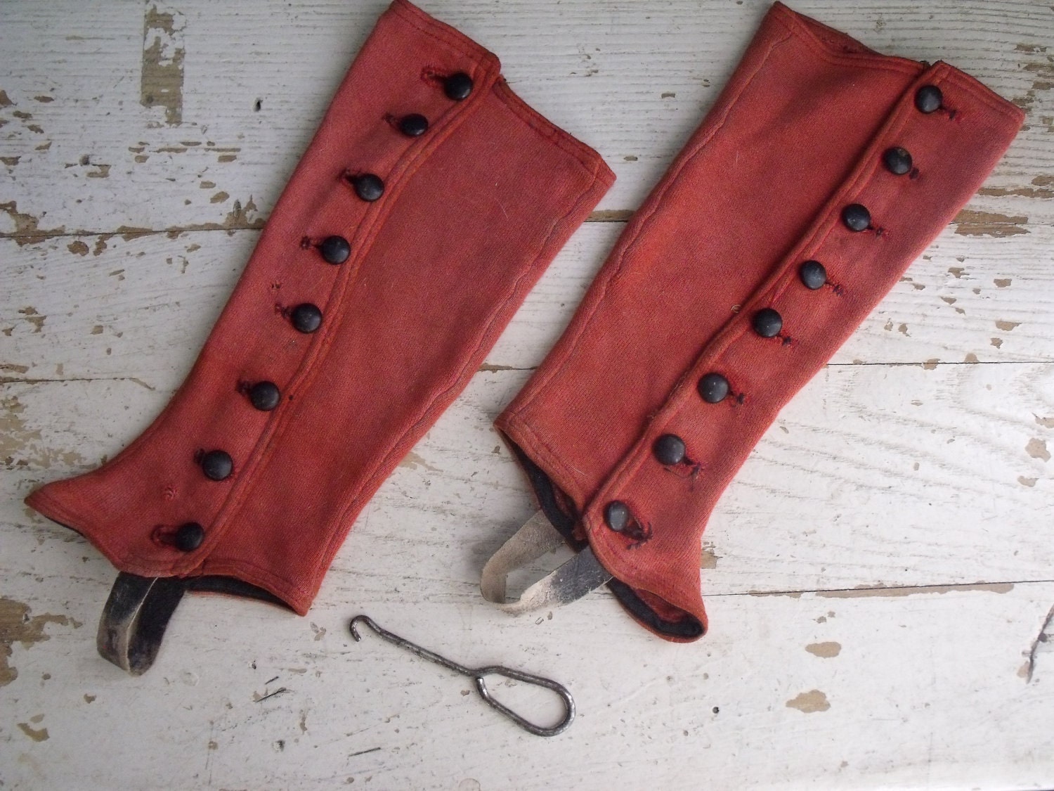 Antique Wool Spats High Button Womens 1920 Pair