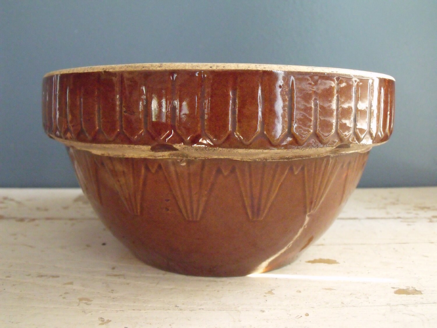 Vintage Stoneware Brown Pottery Bowl by KTsAttic on Etsy