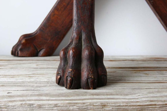 Carved Set of 4 Solid Oak Lion's Foot Table Base