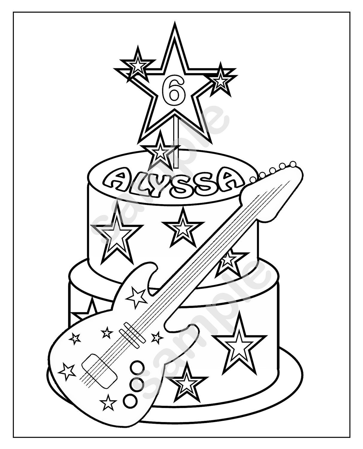 Personalized Printable Rockstar Cake Birthday by