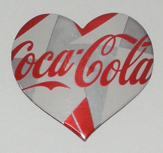 Heart Red White Silver Coca Cola Soda Can Magnet