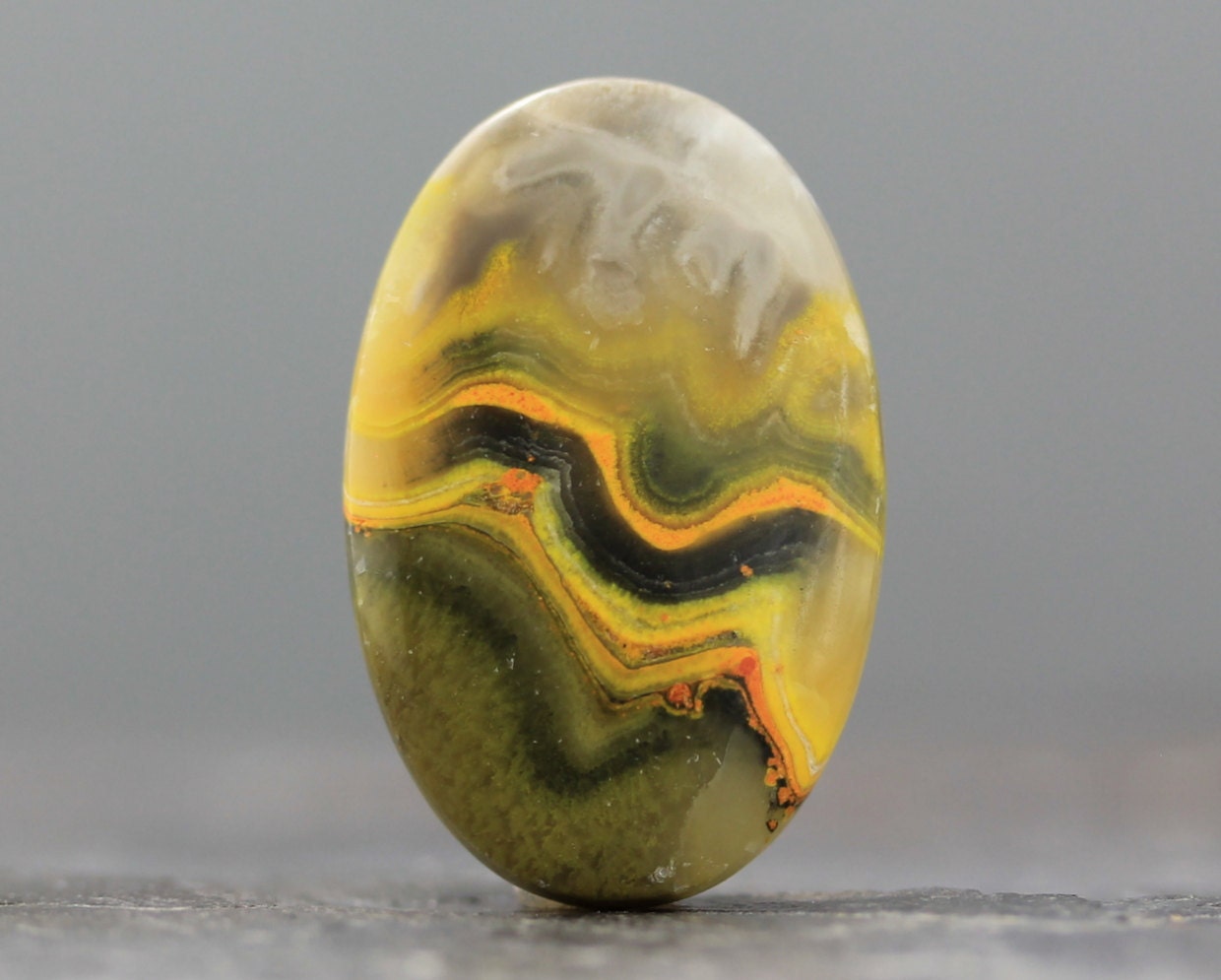 Bumble Bee Agate Volcanic Stone Yellow Black Grey by cabaddict