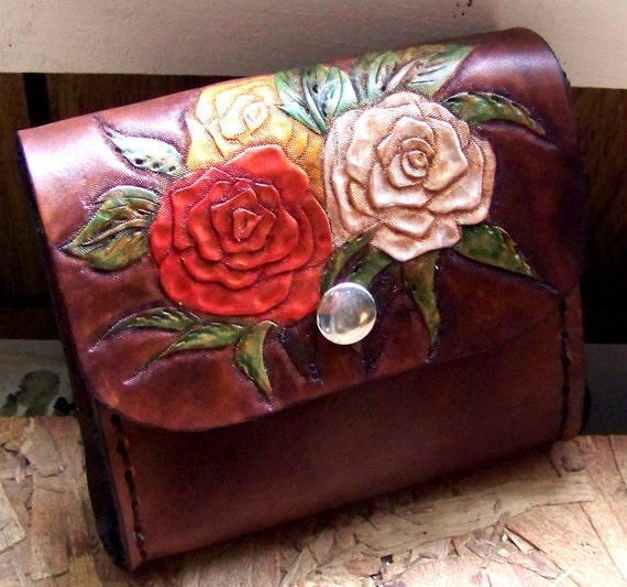 Leather Hip Bag Purse Western Roses Custom Made to Order