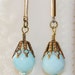 Vintage Reclaimed Opaque Sky Blue Faceted Dangle Earrings
