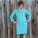 60s blue wool suit set. Jacket with pencil skirt. Size medium 4-6-8