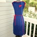 1970s retro geometric blue and red day dress. By Oops California. Size small sm 2-4-6