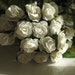White Paper Roses with Green Leaves Great for Wedding Favors, Invitation Making & Scrapbooking, 1 inch / 25 mm, 20 roses