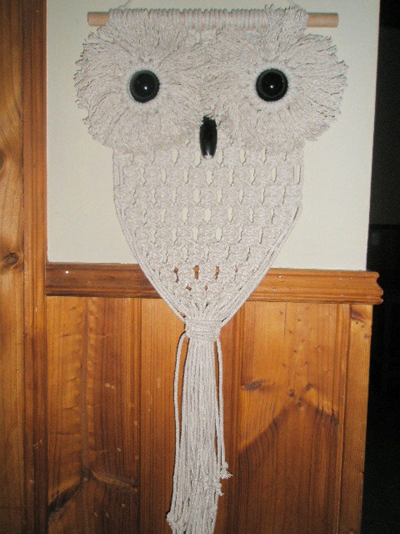 Items similar to Macrame Owl Cotton rope twine wall hanging - Large on Etsy
