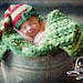 Christmas Newborn Baby Striped Stocking Hat with Knitted Bow Tie Clip