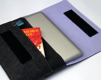 Macbook Pro 13" Sleeve Case cover, Laptop felt case MacBook Retina display case Organizer Case Cover - Dark Gray & Lilac - Weird.Old.Snail