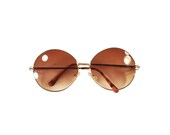 Round Amber Tint Metal Frame Sunglasses